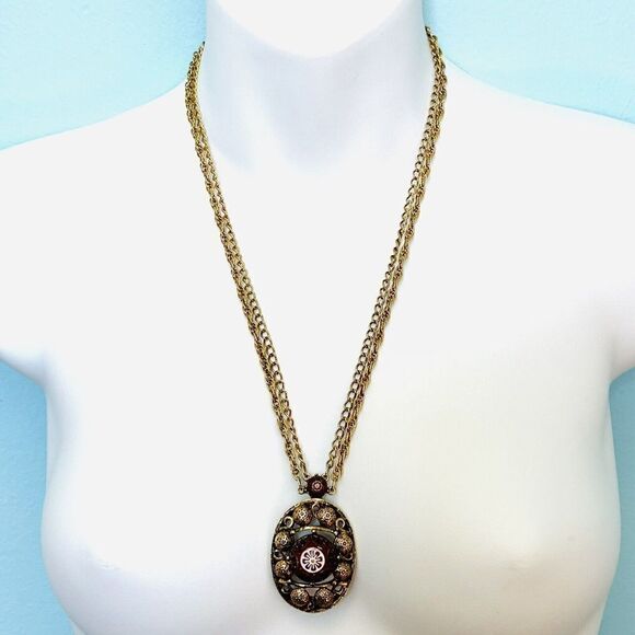 Vintage Juliana for Celebrity NY Moraccan Matrix Double Gold Chain Necklace 1170 - Picture 3 of 5